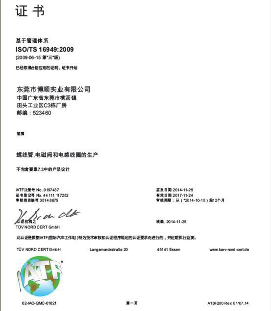 博厚電機集團東莞博順實業(yè)順利通過：TS16949 德國TUV年度審核